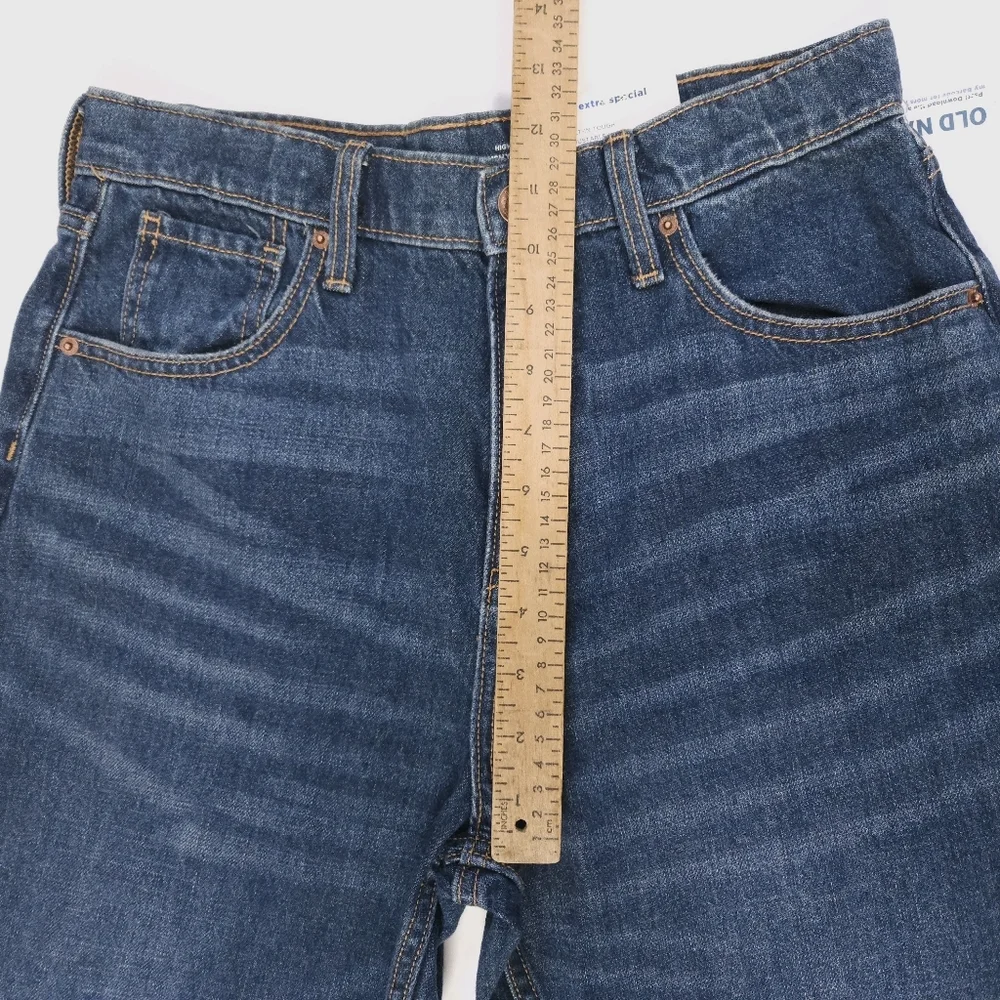NWT Old Navy Girls Blue Denim Jeans High Rise Slouchy Straight 16